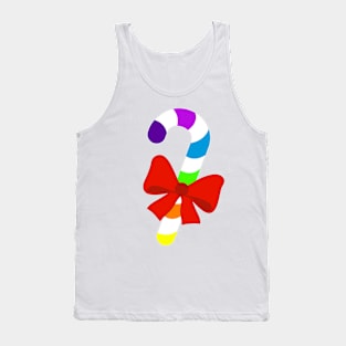 RAINBOW MULTICOLORED CHRISTMAS CANDY CAN WITH RED BOW Tank Top